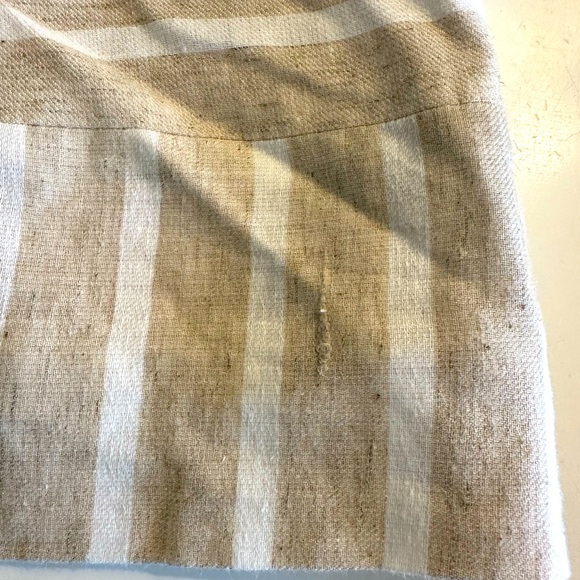 J.CREW Linen Sidewalk Skirt Ivory Tan Cotton Striped Pockets Pull On Lined knit - Picture 8 of 9
